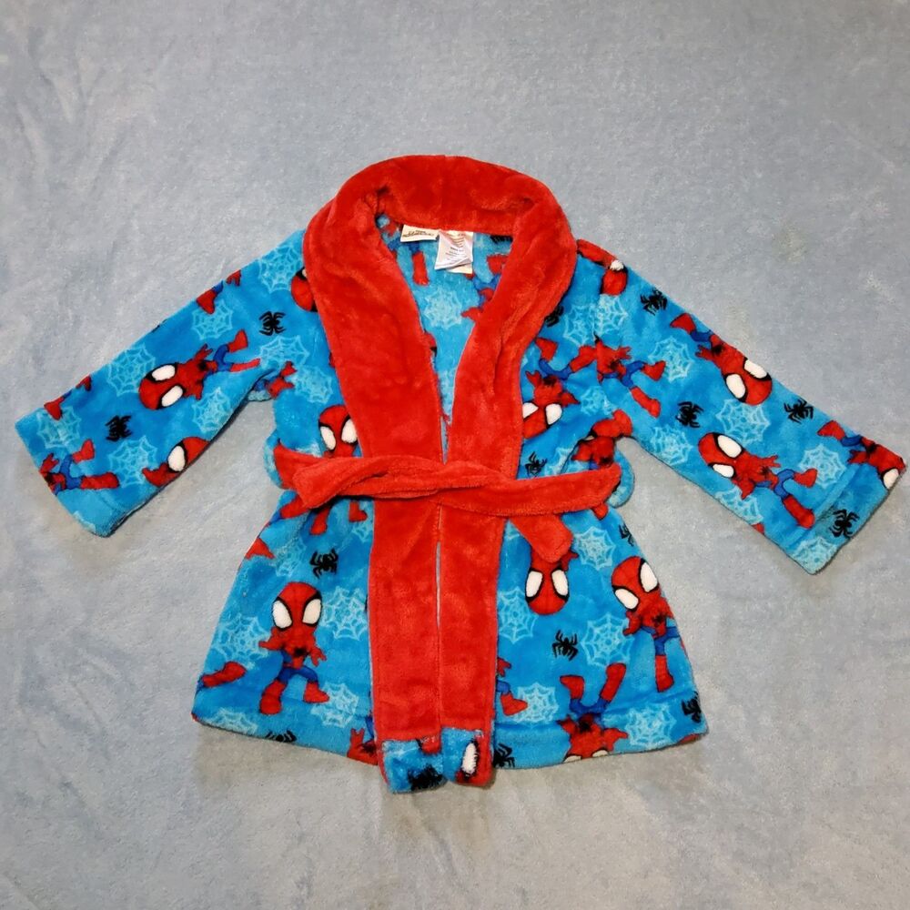 Marvel Spidey and His Amazing Friends Fleece Bathrobe Toddler Size 2T Spider-Man